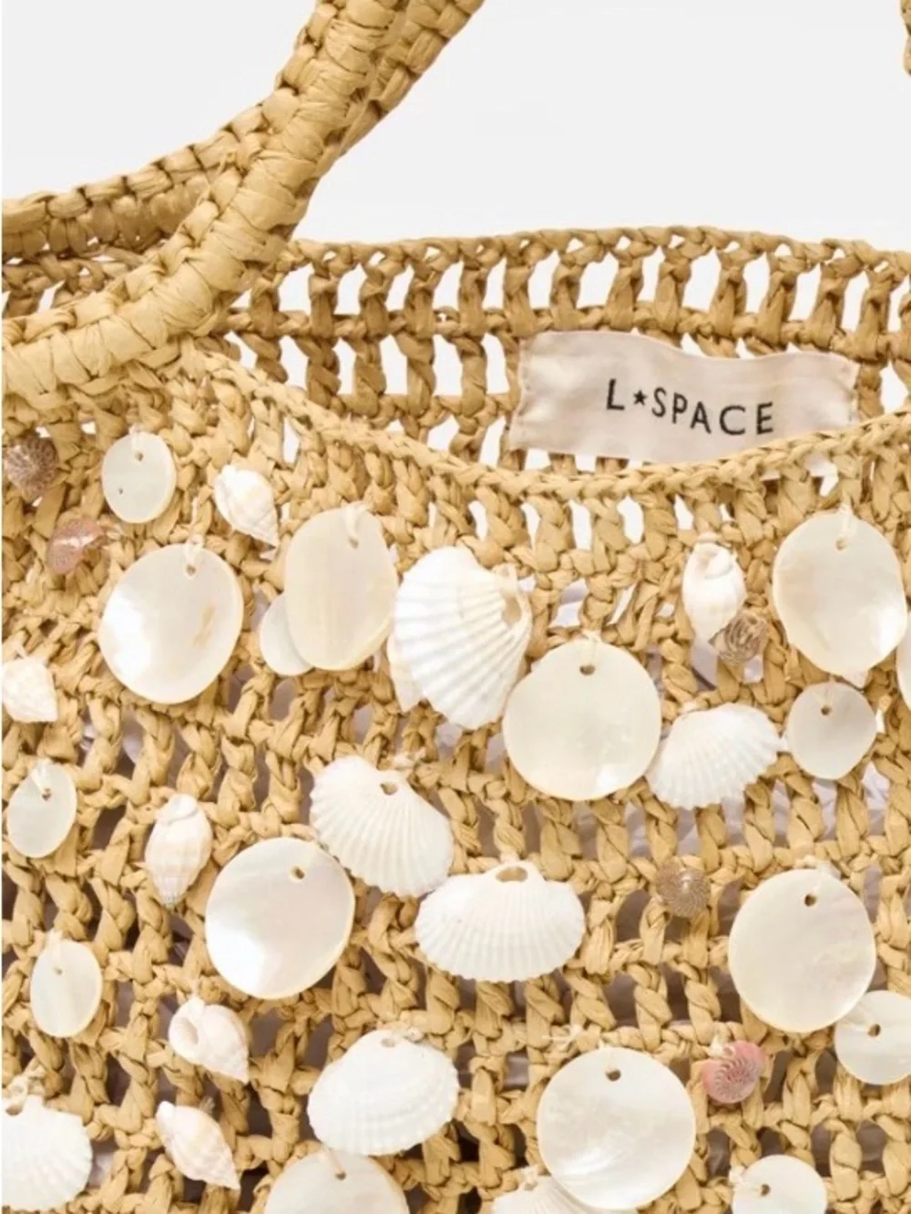 🐚l*space “alba” Natural Straw Tote with Shell Embellishments - Picture 4 of 8